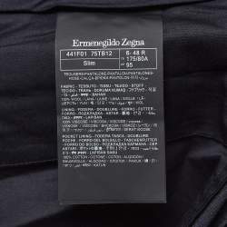Ermenegildo Zegna Navy Blue Micro Check Wool Formal Trousers M