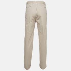 Ermenegildo Zegna Beige Gabardine Pleated Fit Trousers L