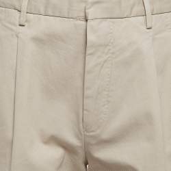 Ermenegildo Zegna Beige Gabardine Pleated Fit Trousers L