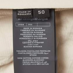 Ermenegildo Zegna Beige Gabardine Pleated Fit Trousers L