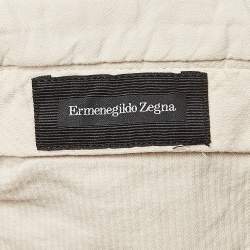 Ermenegildo Zegna Beige Gabardine Pleated Fit Trousers L
