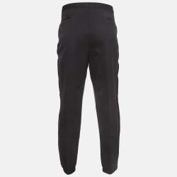 Pre Owned Ermenegildo Zegna Couture Black Silk Paneled Gabardine Joggers XXXL