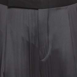 Pre Owned Ermenegildo Zegna Couture Black Silk Paneled Gabardine Joggers XXXL