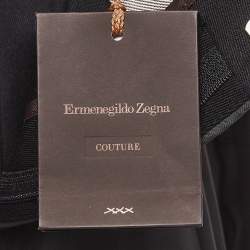 Pre Owned Ermenegildo Zegna Couture Black Silk Paneled Gabardine Joggers XXXL