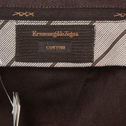 Pre Owned Ermenegildo Zegna Couture Black Silk Paneled Gabardine Joggers XXXL