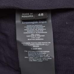 Pre Owned Ermenegildo Zegna Navy Blue Cotton Chino Trousers M