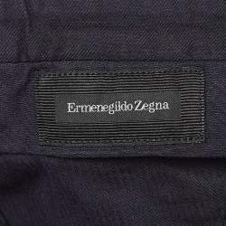Pre Owned Ermenegildo Zegna Navy Blue Cotton Chino Trousers M