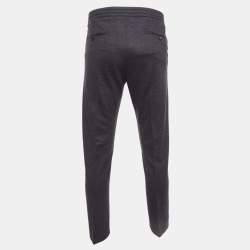 Ermenegildo Zegna Grey Wool Drawstring Formal Trousers L