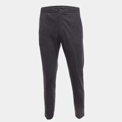 Ermenegildo Zegna Grey Wool Drawstring Formal Trousers L