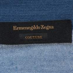 Pre Owned Ermenegildo Zegna Couture Blue Cashmere Knit Polo T-Shirt 3XL
