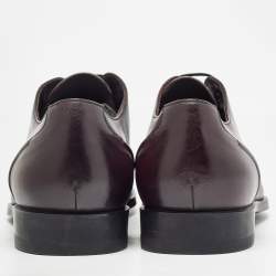 Pre Owned Ermenegildo Zegna Burgundy Leather Lace Up Derby Size 44