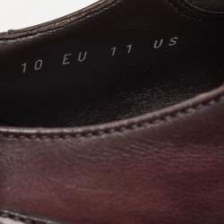 Pre Owned Ermenegildo Zegna Burgundy Leather Lace Up Derby Size 44