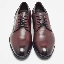Pre Owned Ermenegildo Zegna Burgundy Leather Lace Up Derby Size 44