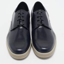 Ermenegildo Zegna Navy Blue Leather Derby Size 43.5