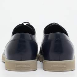 Ermenegildo Zegna Navy Blue Leather Derby Size 43.5