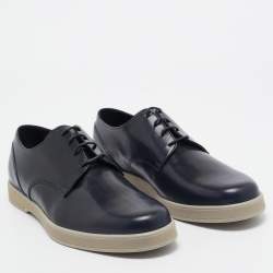 Ermenegildo Zegna Navy Blue Leather Derby Size 43.5