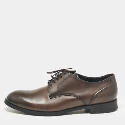 Ermenegildo Zegna Brown Leather Lace Up Derby Size 45.5