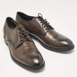 Ermenegildo Zegna Brown Leather Lace Up Derby Size 45.5