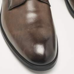 Ermenegildo Zegna Brown Leather Lace Up Derby Size 45.5