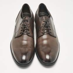 Ermenegildo Zegna Brown Leather Lace Up Derby Size 45.5
