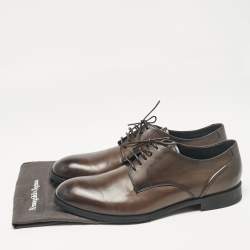 Ermenegildo Zegna Brown Leather Lace Up Derby Size 45.5