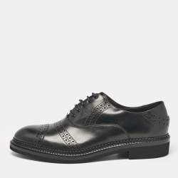 Pre Owned Ermenegildo Zegna Black Leather Lace Up Oxfords Size 44