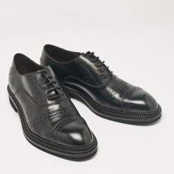 Pre Owned Ermenegildo Zegna Black Leather Lace Up Oxfords Size 44