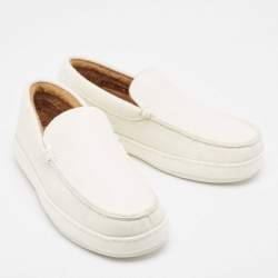 Pre Owned Ermenegildo Zegna Off White Wool Slip On Sneakers Size 43