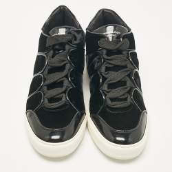 Ermenegildo Zegna Black Patent Leather and Velvet Lace Up Sneakers Size 39.5