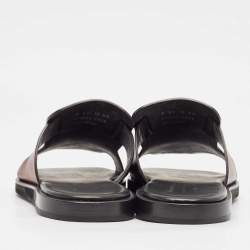 Ermenegildo Zegna Brown Leather Flat Sandals Size 44