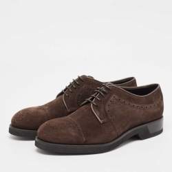 مملوكة مسبقًا Ermenegildo Zegna Brown Suede Lace Up Derby Size 42
