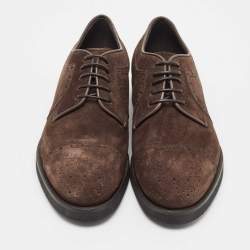 مملوكة مسبقًا Ermenegildo Zegna Brown Suede Lace Up Derby Size 42