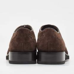 مملوكة مسبقًا Ermenegildo Zegna Brown Suede Lace Up Derby Size 42