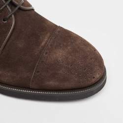 مملوكة مسبقًا Ermenegildo Zegna Brown Suede Lace Up Derby Size 42