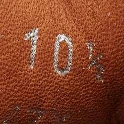 Pre Owned Ermenegildo Zegna Olive Green Leather Triple Stitch Slip On Sneakers Size 44.5