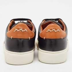 Ermenegildo Zegna Black Leather Triple Stitch Slip On Sneakers Size 40