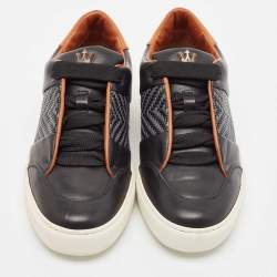 Ermenegildo Zegna Black Leather Triple Stitch Slip On Sneakers Size 40