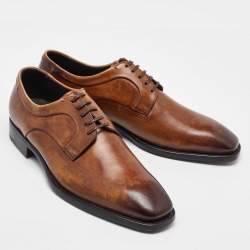 Pre Owned Ermenegildo Zegna Brown Leather Lace Up Derby Size 41