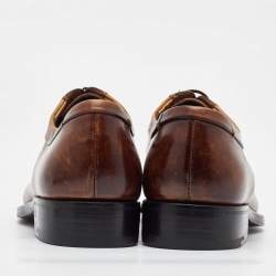 Pre Owned Ermenegildo Zegna Brown Leather Lace Up Derby Size 41