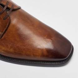Pre Owned Ermenegildo Zegna Brown Leather Lace Up Derby Size 41