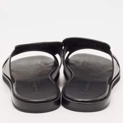 Ermenegildo Zegna Black Leather Slide Flats Size 45