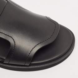 Ermenegildo Zegna Black Leather Slide Flats Size 45
