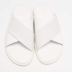 Ermenegildo Zegna White Woven Leather Flat Slides Size 43
