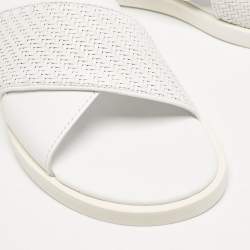 Ermenegildo Zegna White Woven Leather Flat Slides Size 43