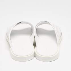Ermenegildo Zegna White Woven Leather Flat Slides Size 43