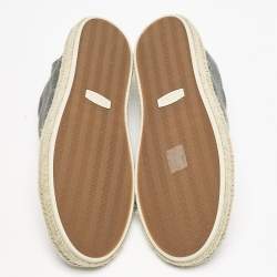 Pre Owned Ermenegildo Zegna Grey Canvas and Leather Triple Stitch Espadrilles Size 43.5