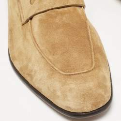 Ermenegildo Zegna Tan Suede Penny Loafers Size 44