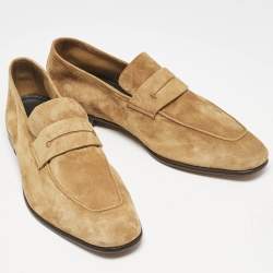 Ermenegildo Zegna Tan Suede Penny Loafers Size 44