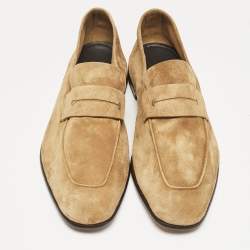 Ermenegildo Zegna Tan Suede Penny Loafers Size 44