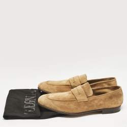 Ermenegildo Zegna Tan Suede Penny Loafers Size 44